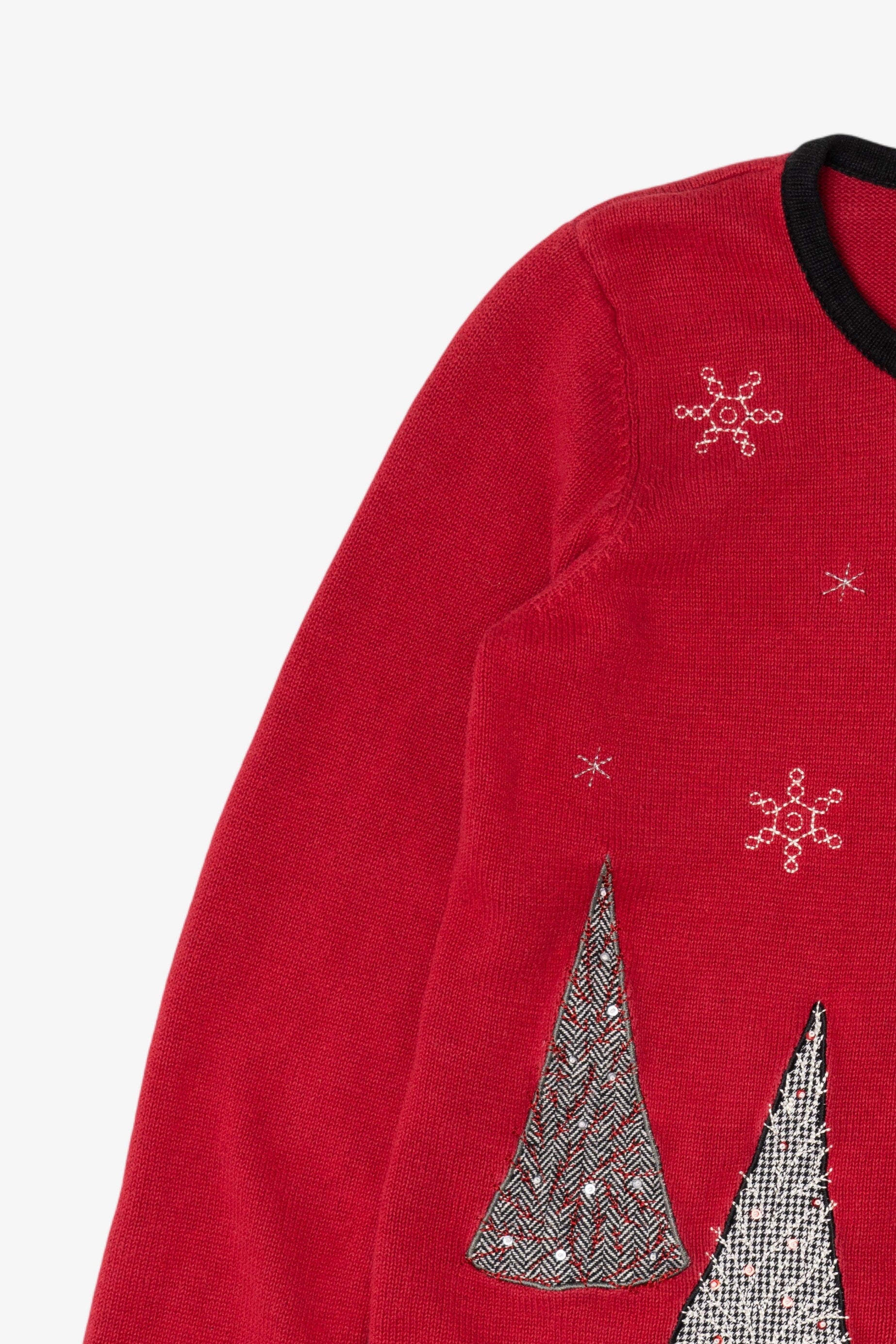 Vintage Red Fashion And Snowflakes Ugly Christmas Cardigan (2000s)