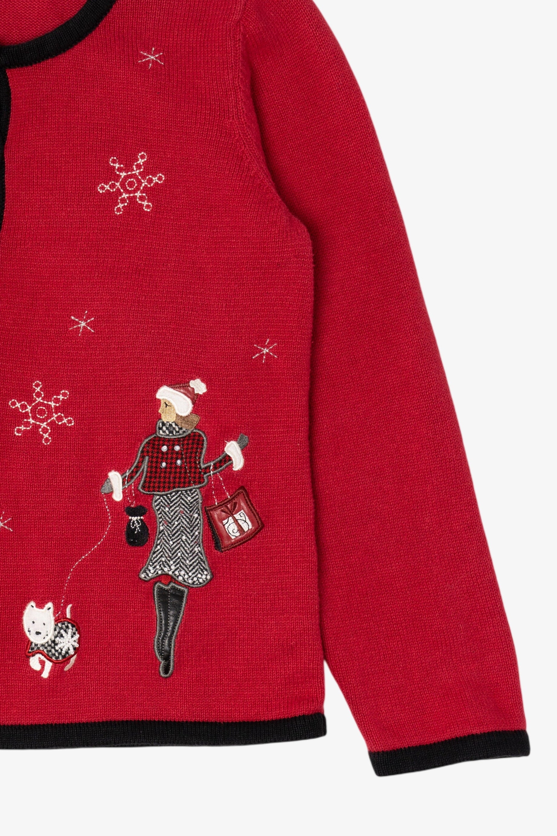 Vintage Red Fashion And Snowflakes Ugly Christmas Cardigan (2000s)