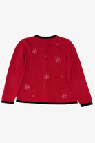 Vintage Red Fashion And Snowflakes Ugly Christmas Cardigan (2000s)