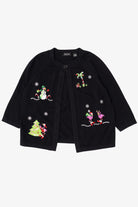 Vintage Black Crystal Kobe Flamingos Ugly Christmas Cardigan (2000s)