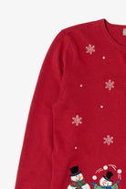 Vintage Red Y2k Lightweight Snowmen Ugly Christmas Cardigan (2000s)