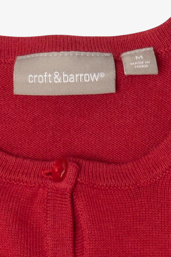Vintage Red Y2k Lightweight Snowmen Ugly Christmas Cardigan (2000s)
