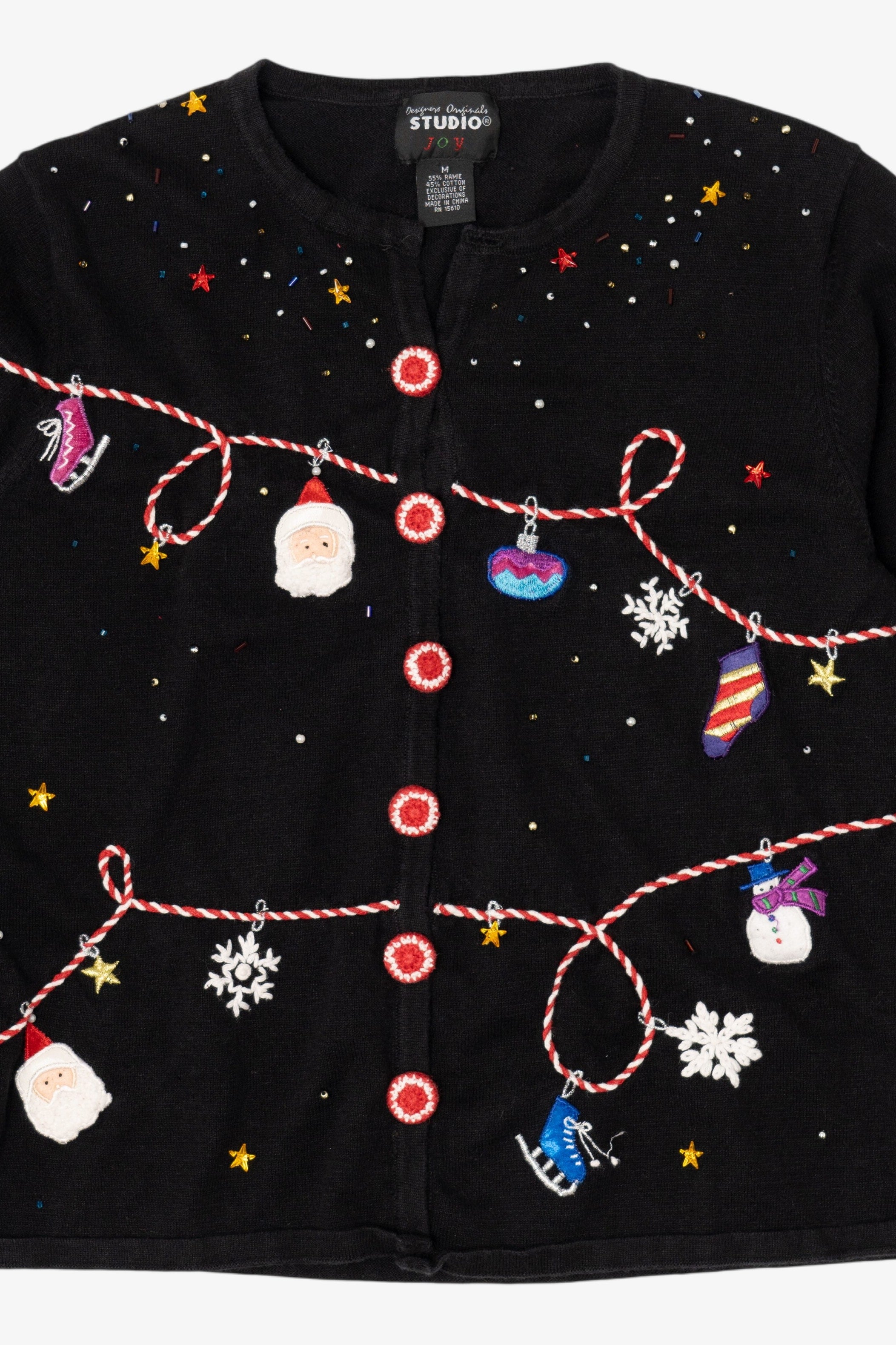 Vintage Black Designers Originals Studio Ugly Christmas Cardigan (1990s)