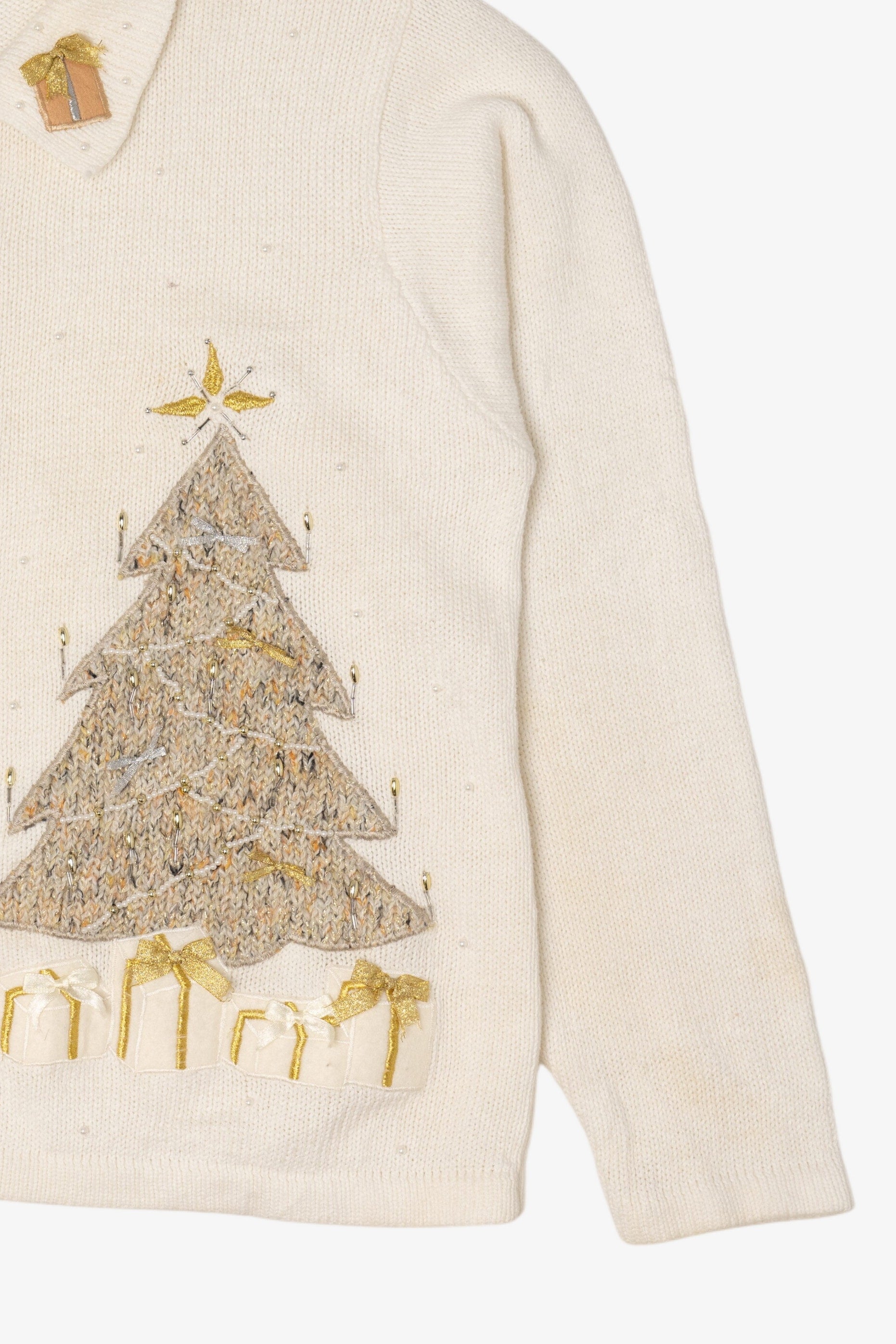 Vintage White Studio Collection Teddy Bear Ugly Christmas Cardigan (2000s)