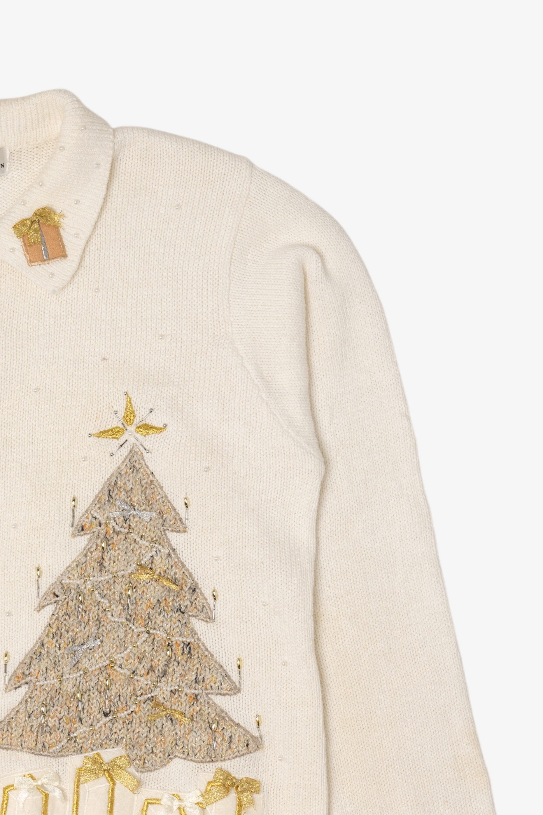 Vintage White Studio Collection Teddy Bear Ugly Christmas Cardigan (2000s)