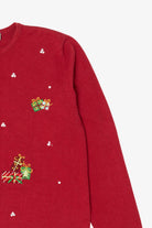 Vintage Red Y2k Lightweight Presents Ugly Christmas Cardigan (2000s)