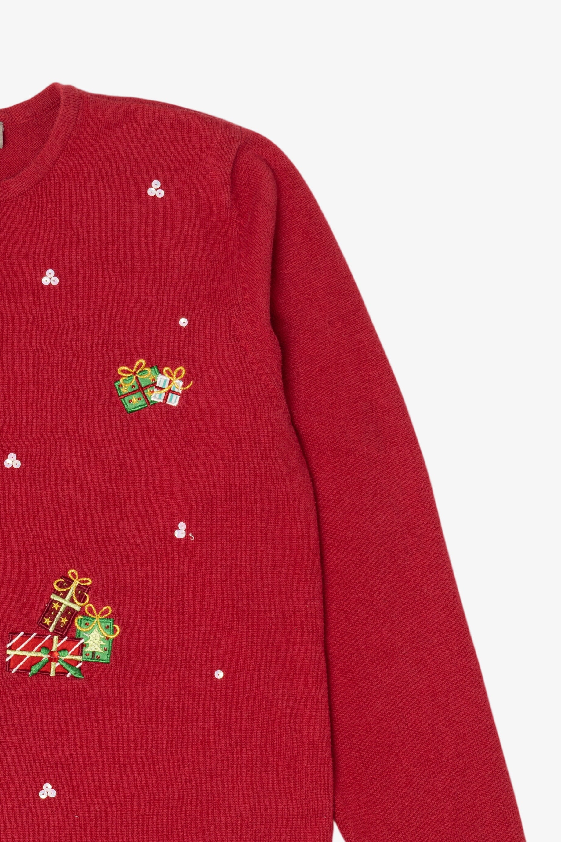 Vintage Red Y2k Lightweight Presents Ugly Christmas Cardigan (2000s)