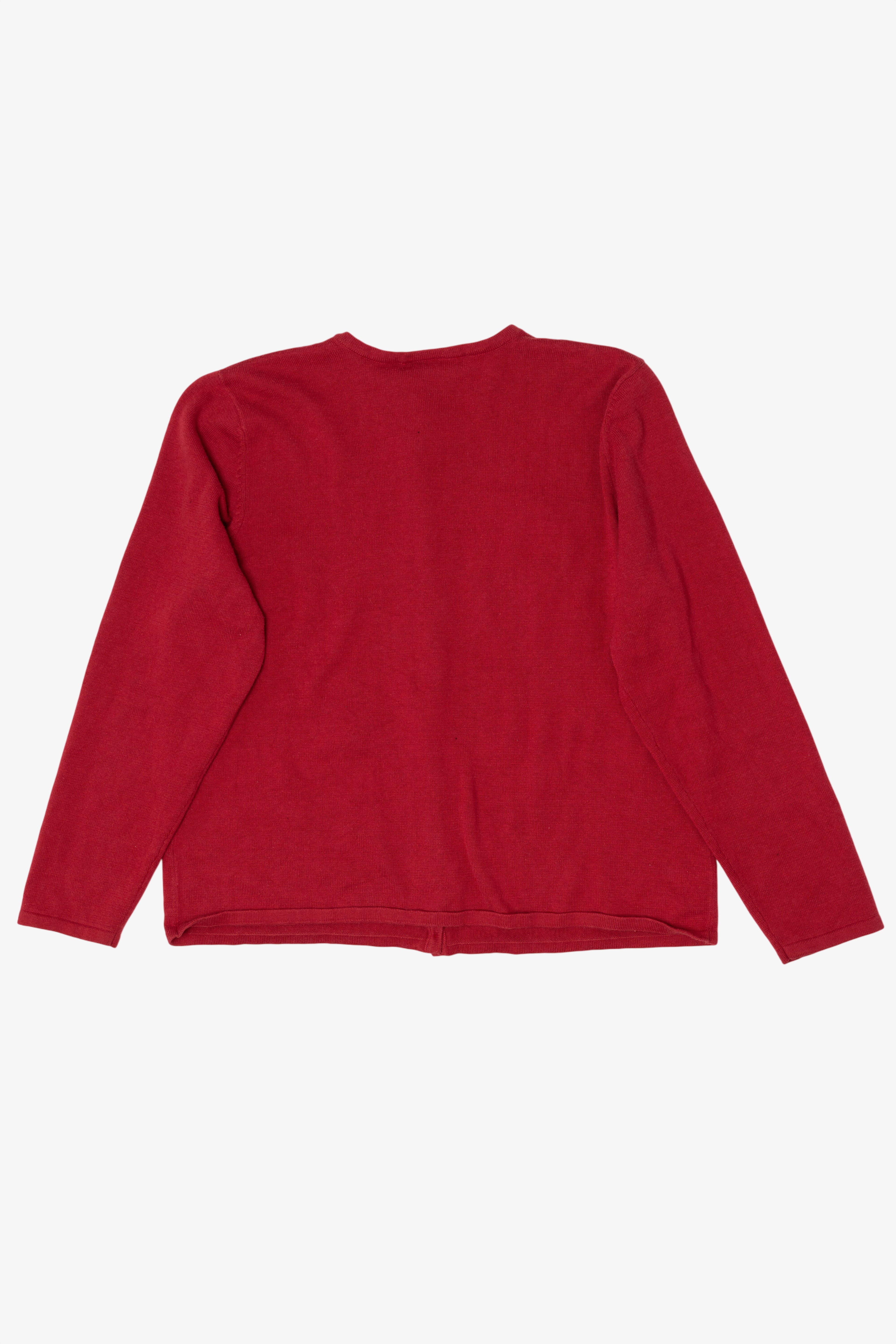 Vintage Red Y2k Lightweight Presents Ugly Christmas Cardigan (2000s)