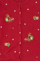 Vintage Red Y2k Lightweight Presents Ugly Christmas Cardigan (2000s)