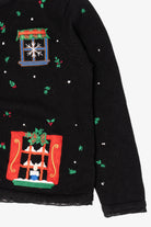 Vintage Black Erika Winter Windows Ugly Christmas Cardigan (2000s)