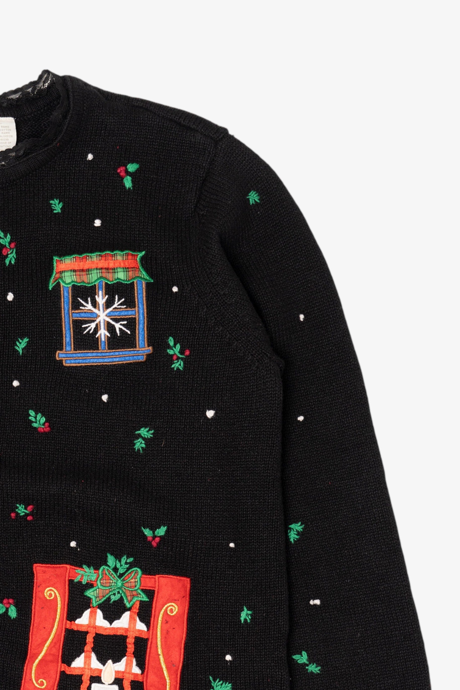 Vintage Black Erika Winter Windows Ugly Christmas Cardigan (2000s)