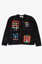 Vintage Black Erika Winter Windows Ugly Christmas Cardigan (2000s)