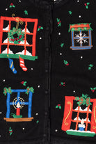 Vintage Black Erika Winter Windows Ugly Christmas Cardigan (2000s)