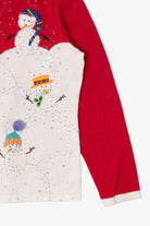 Vintage Red Y2k Lightweight Jack B. Quick Snowmen Ugly Christmas Cardigan (1990s)