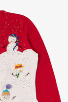 Vintage Red Y2k Lightweight Jack B. Quick Snowmen Ugly Christmas Cardigan (1990s)