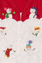 Vintage Red Y2k Lightweight Jack B. Quick Snowmen Ugly Christmas Cardigan (1990s)