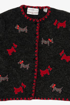 Vintage Dark Gray Marisa Christina Dogs Ugly Christmas Cardigan (2000s)