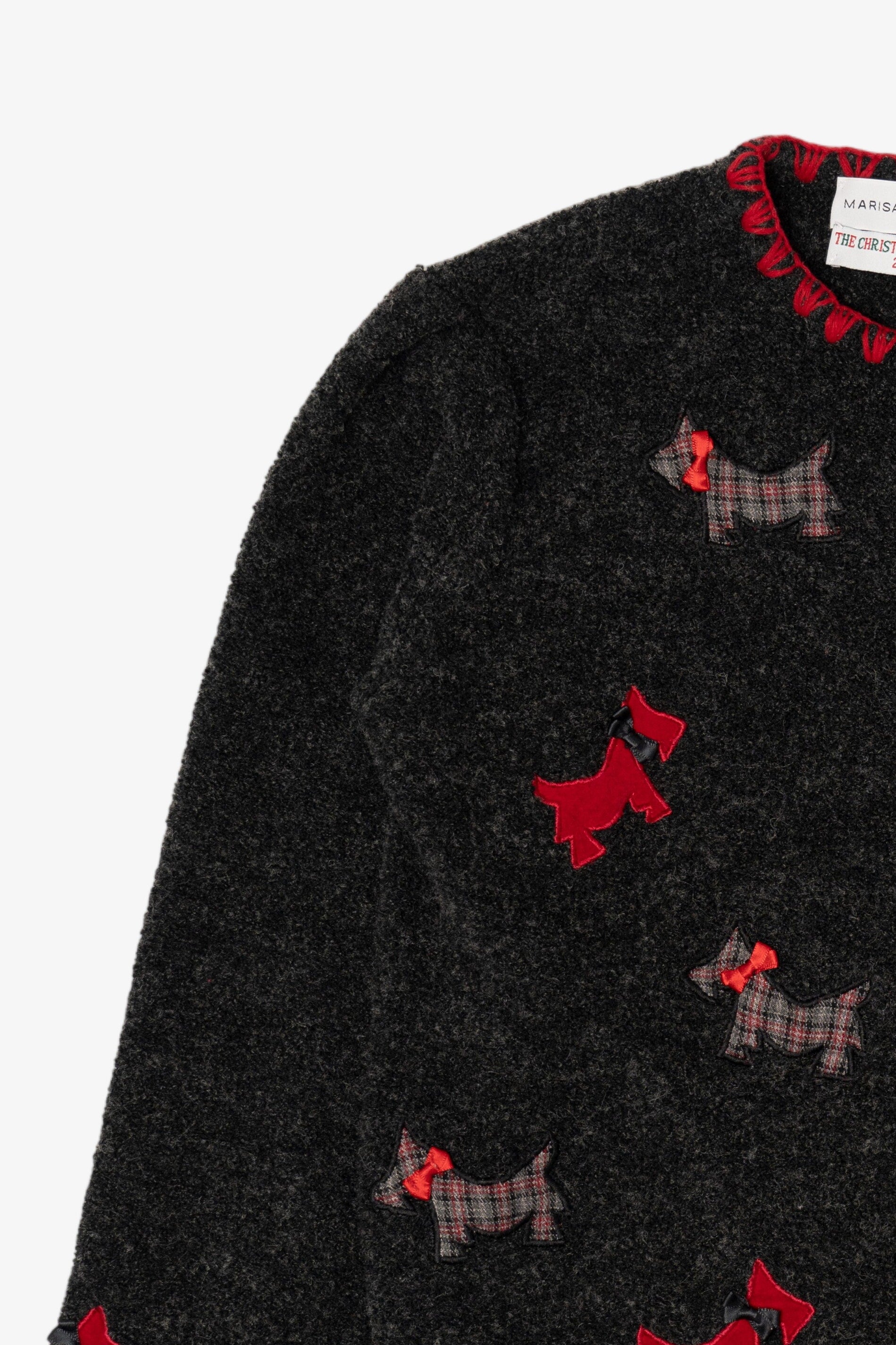 Vintage Dark Gray Marisa Christina Dogs Ugly Christmas Cardigan (2000s)
