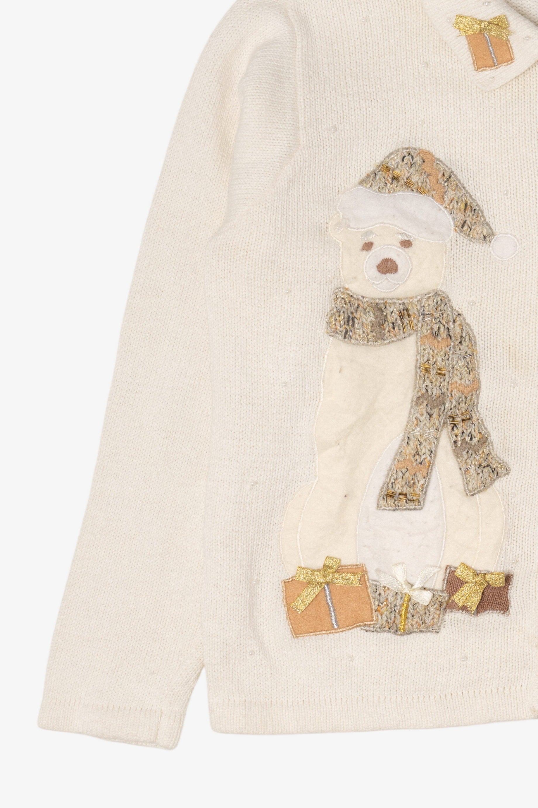 Vintage White OHI Teddy Bear Ugly Christmas Cardigan (2000s)
