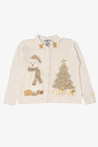 Vintage White OHI Teddy Bear Ugly Christmas Cardigan (2000s)