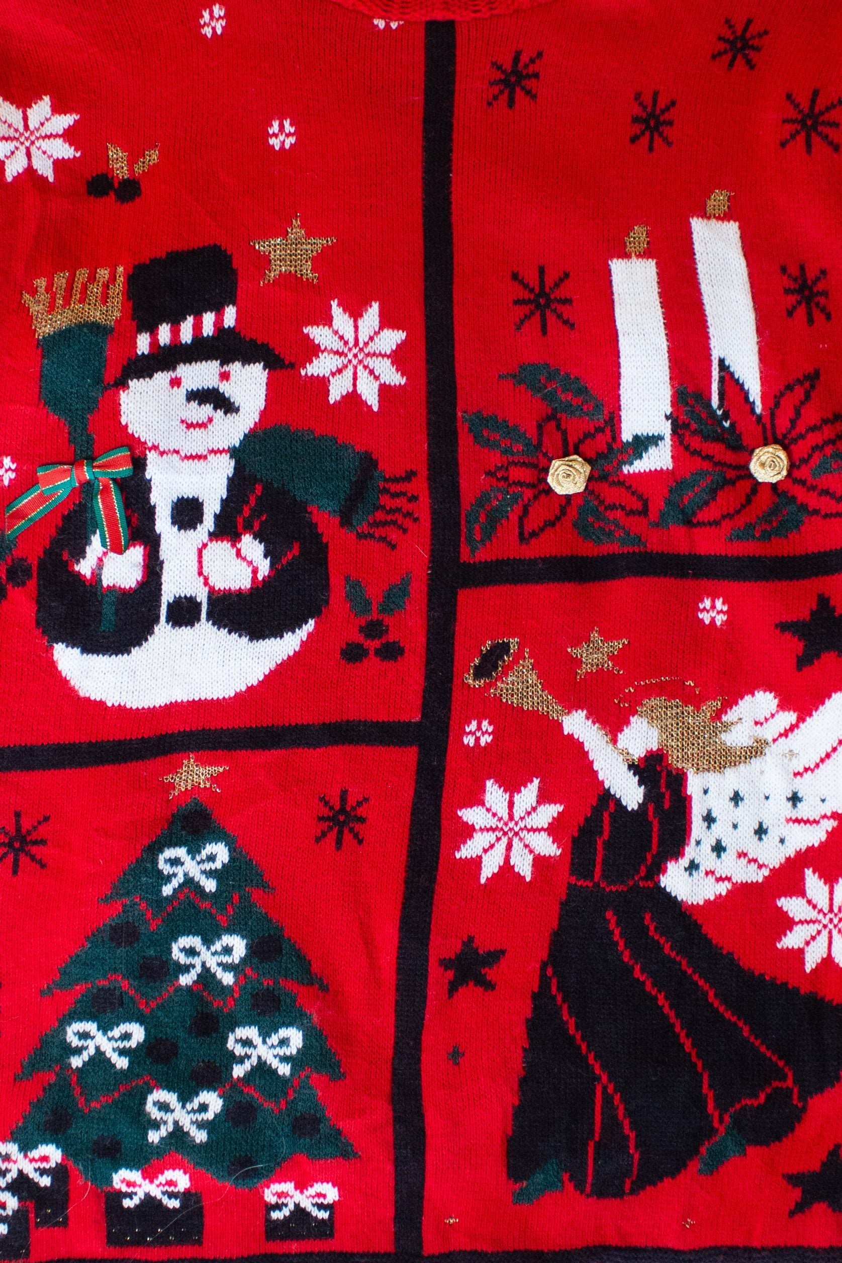 Vintage Red Snowman Christmas Pullover (1990s)