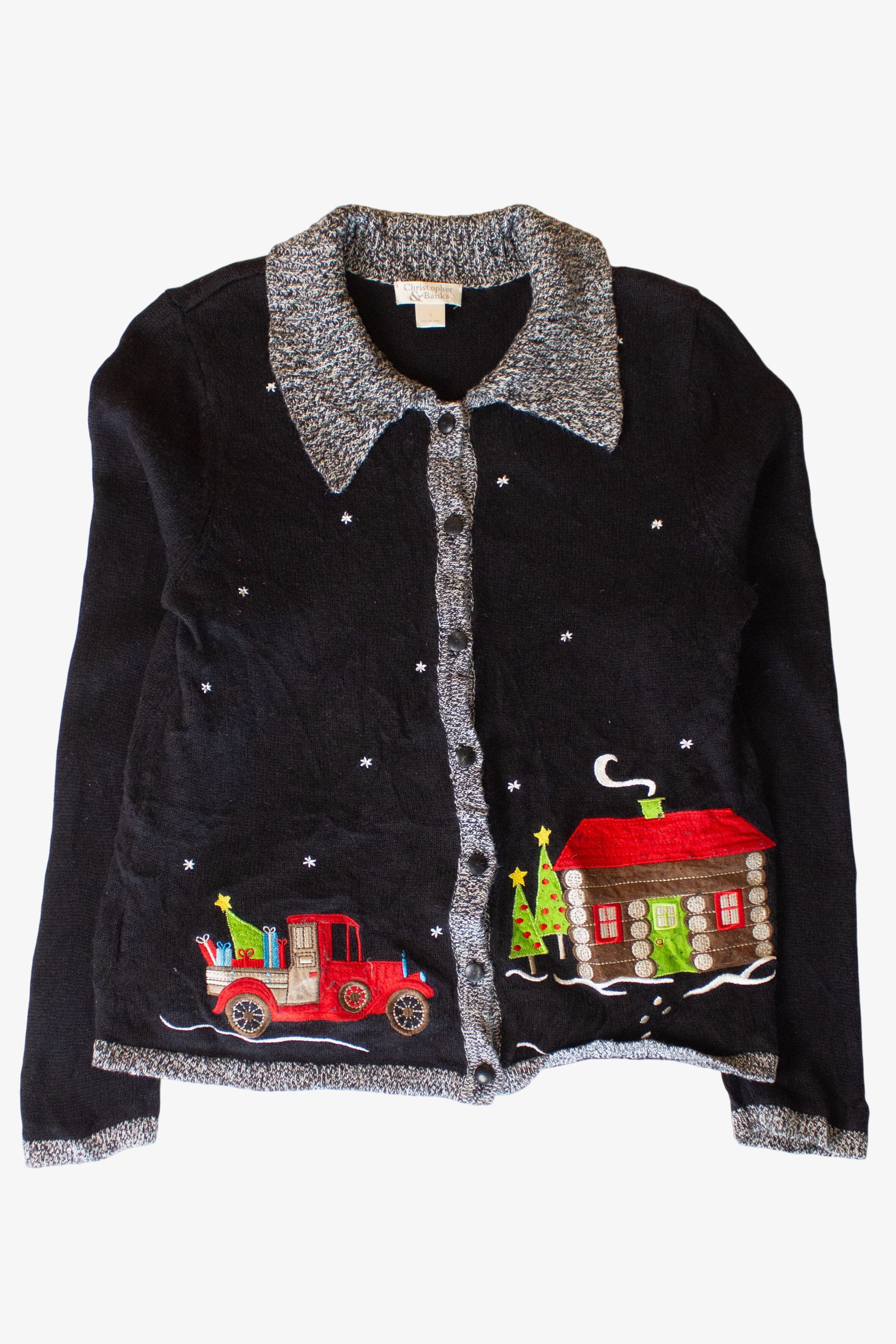 Truck & Cabin Christmas Cardigan (2000s)