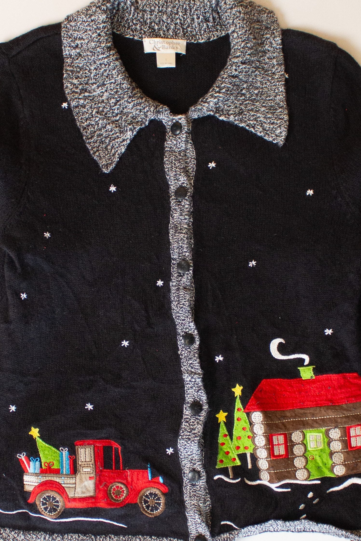 Truck & Cabin Christmas Cardigan (2000s)