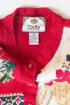 Vintage Tiara Wreaths Ugly Christmas Cardigan (1990s)