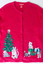 Vintage Cats Wish List Christmas Cardigan (1990s)