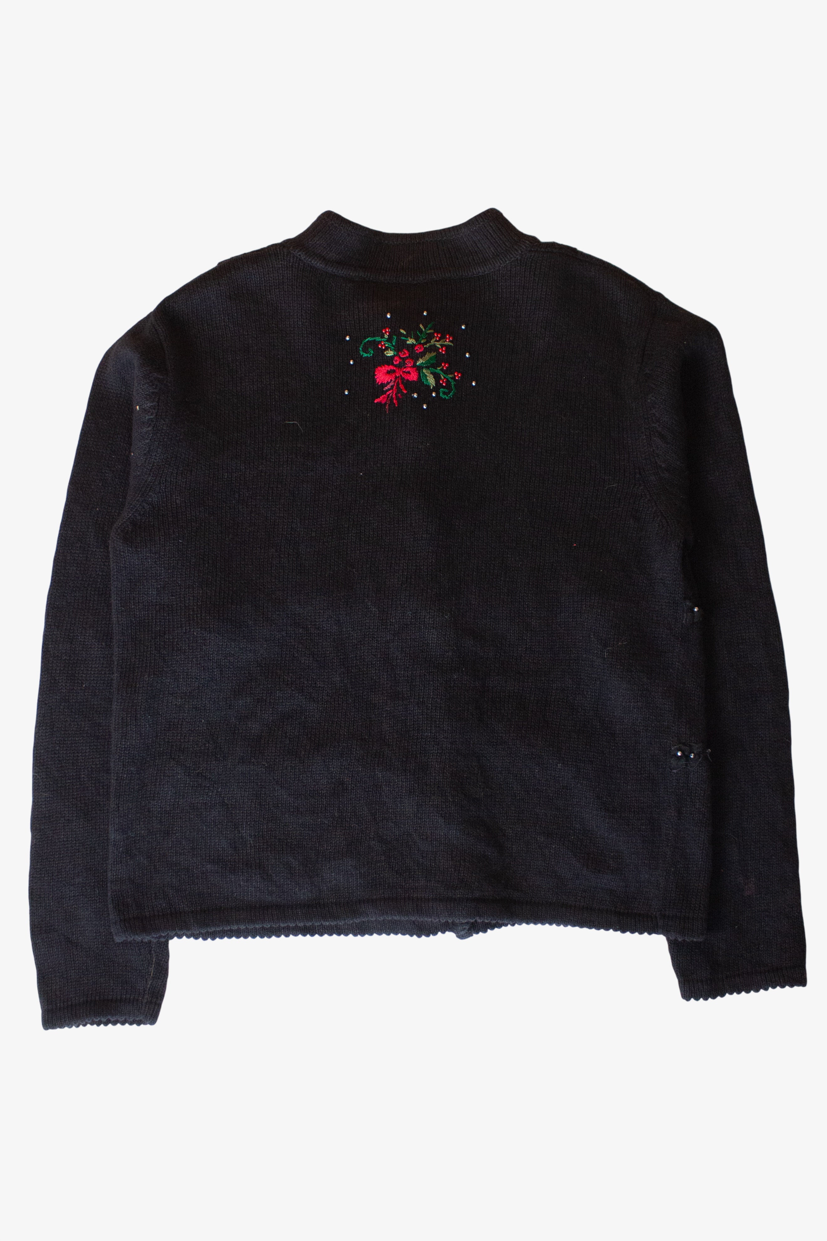 Vintage Black Flowers Ugly Christmas Cardigan (1990s)