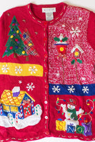 Vintage Birdhouses Christmas Cardigan (1990s)