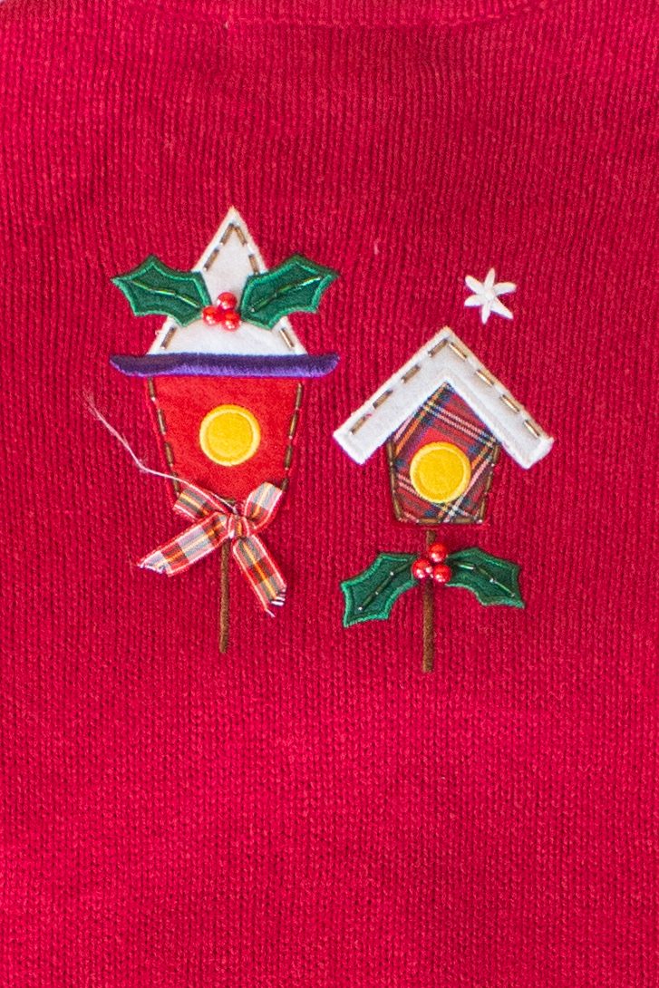 Vintage Birdhouses Christmas Cardigan (1990s)