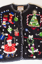 Vintage Noel Collage Ugly Christmas Cardigan (1990s)
