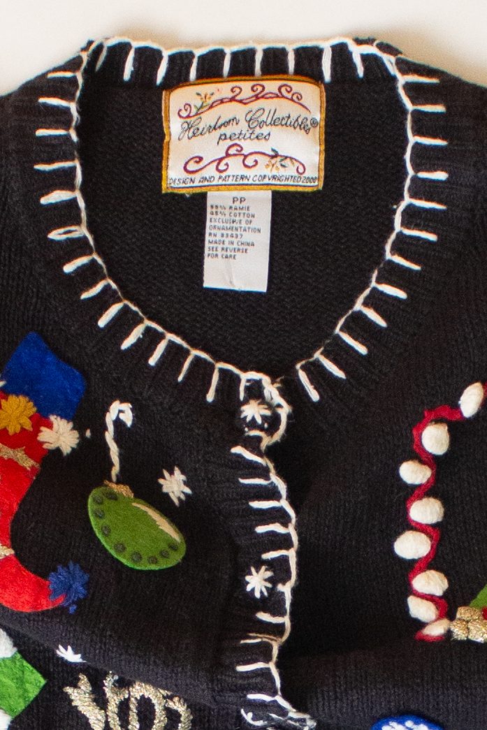 Vintage Noel Collage Ugly Christmas Cardigan (1990s)