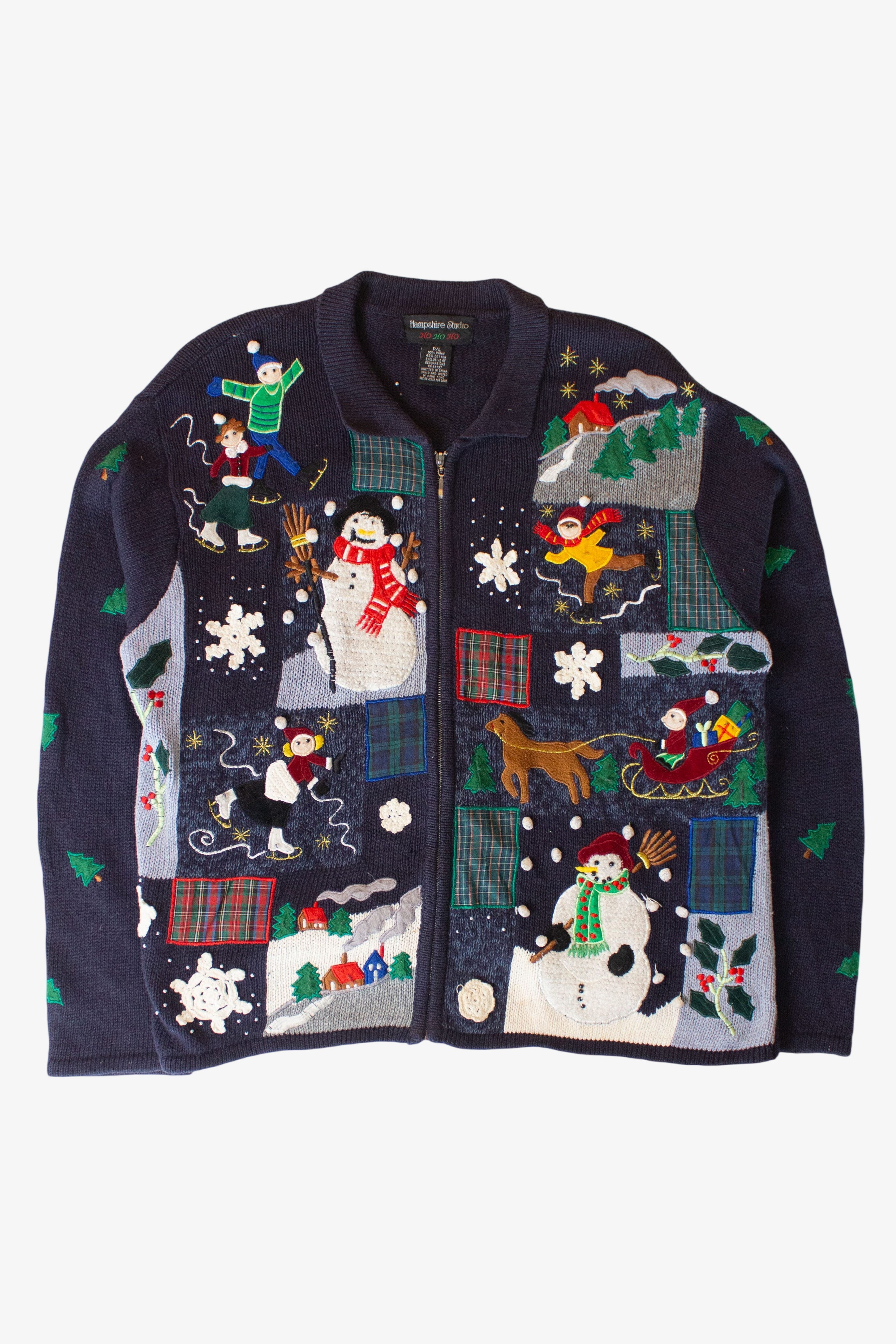 Vintage Navy Blue Ugly Christmas Cardigan (1990s)