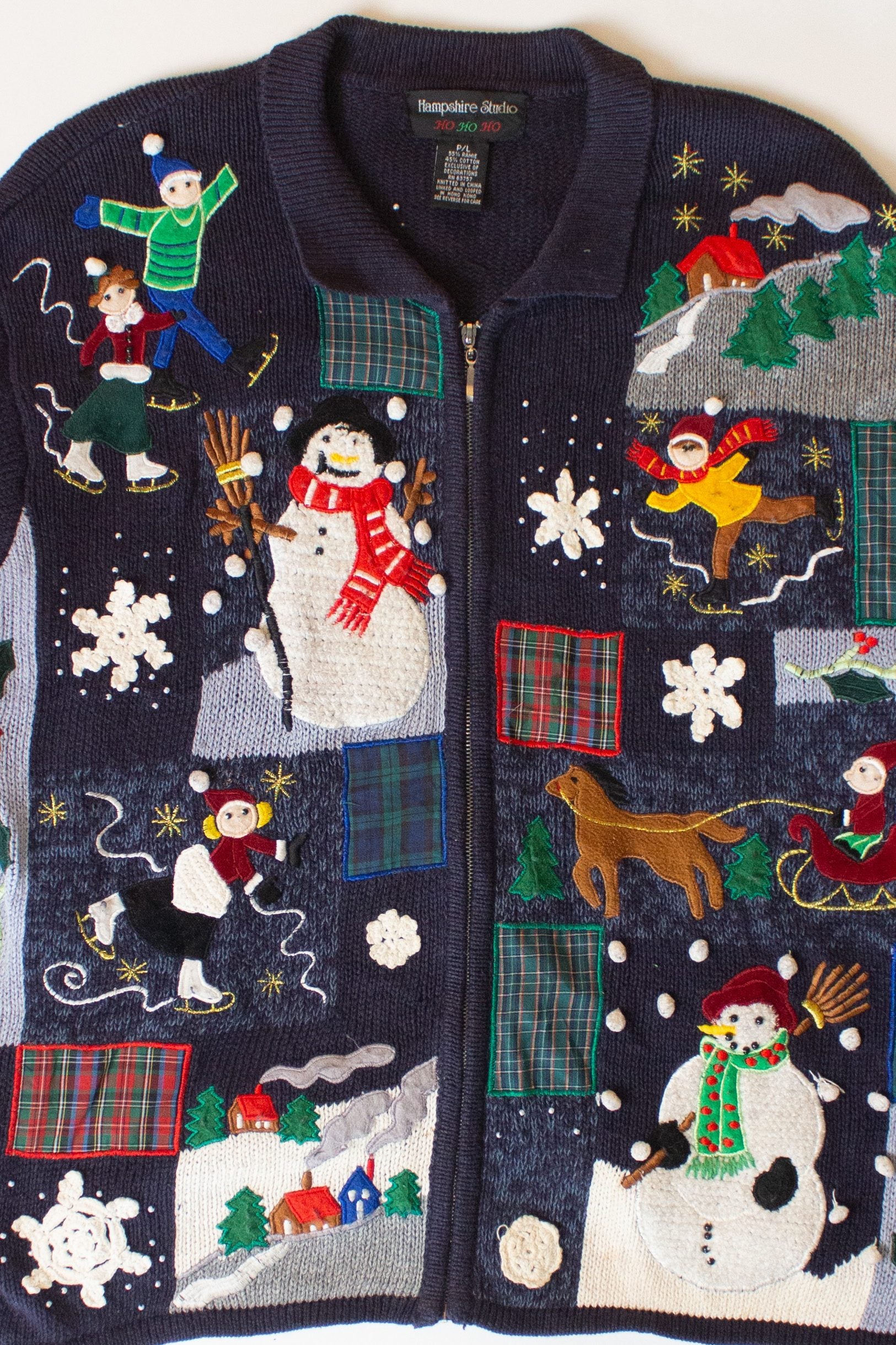 Vintage Navy Blue Ugly Christmas Cardigan (1990s)
