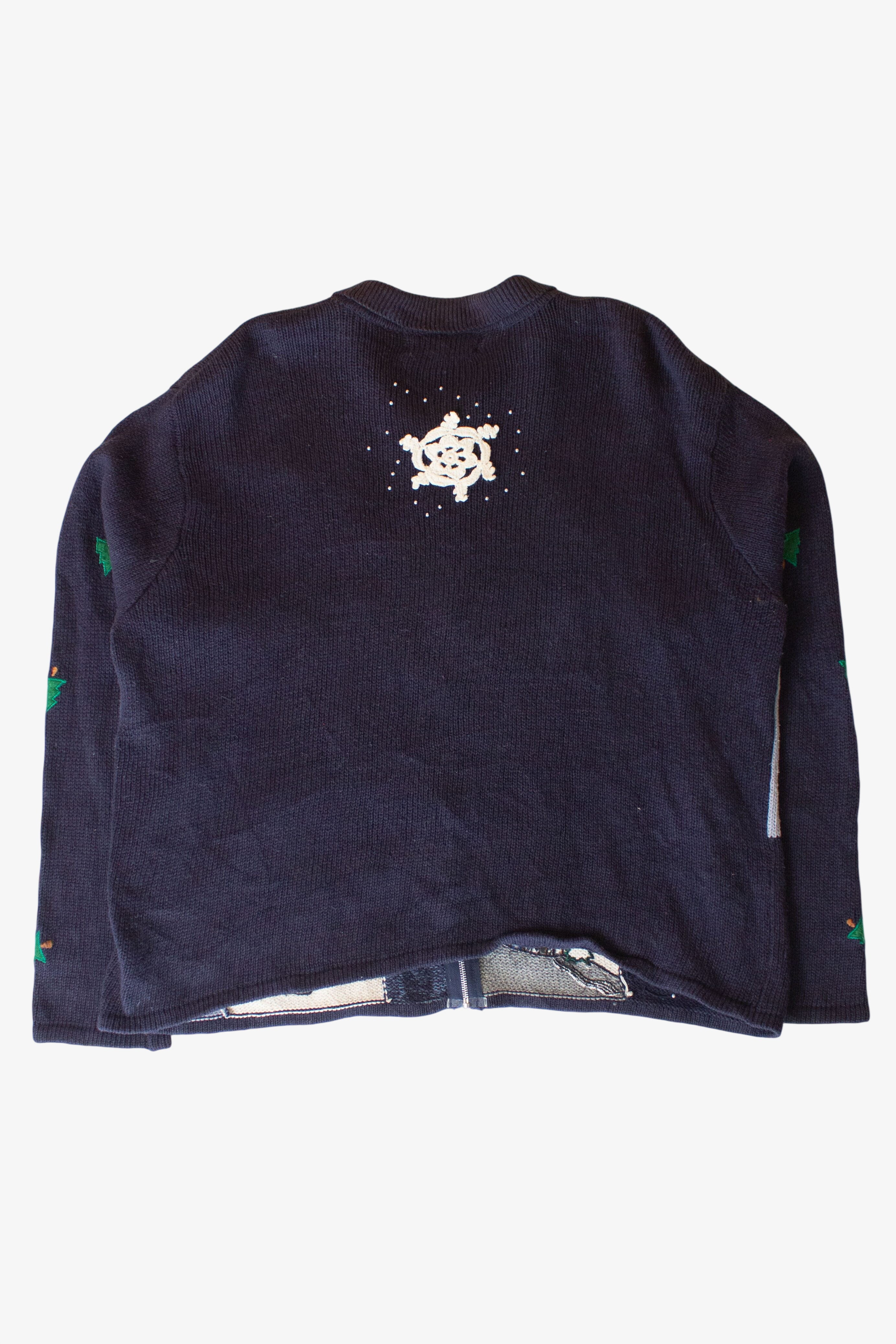 Vintage Navy Blue Ugly Christmas Cardigan (1990s)