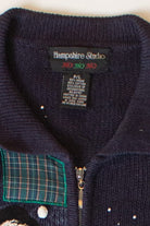 Vintage Navy Blue Ugly Christmas Cardigan (1990s)