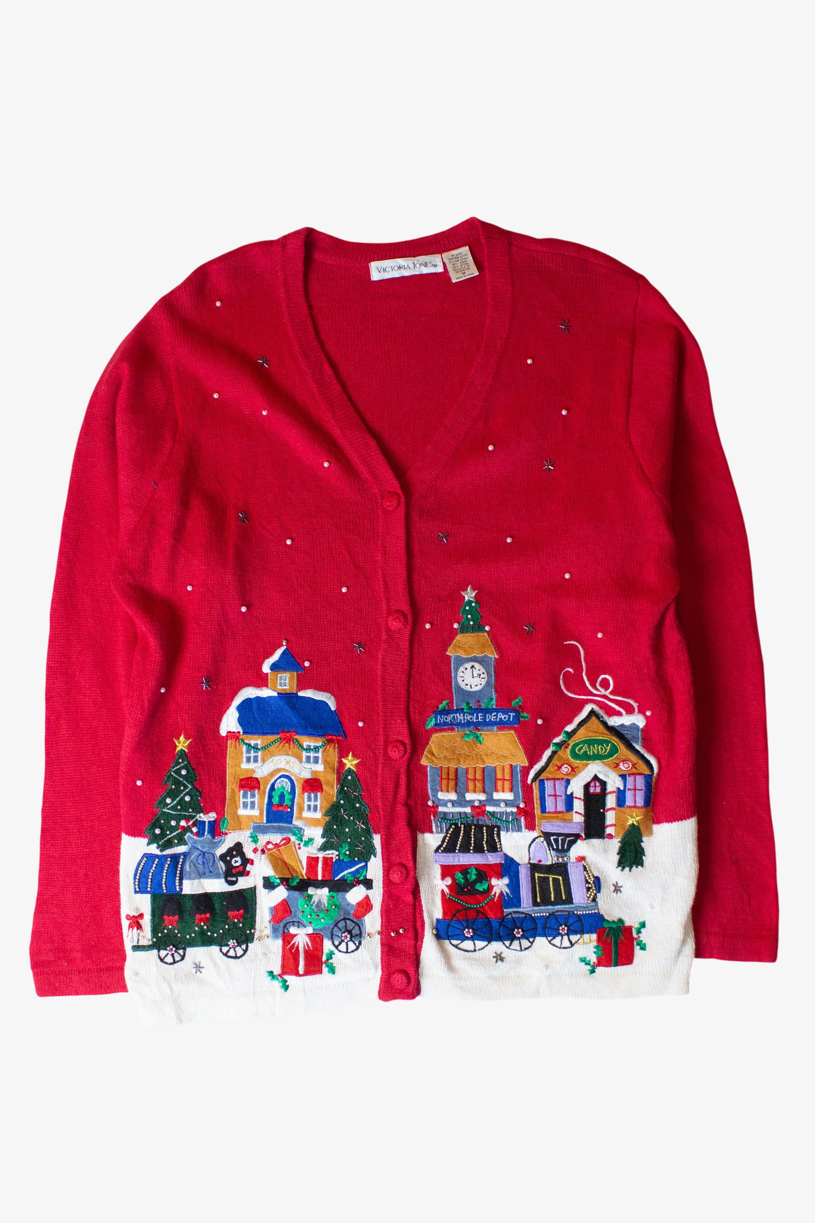 Vintage North Pole Depot Christmas Cardigan (1990s)