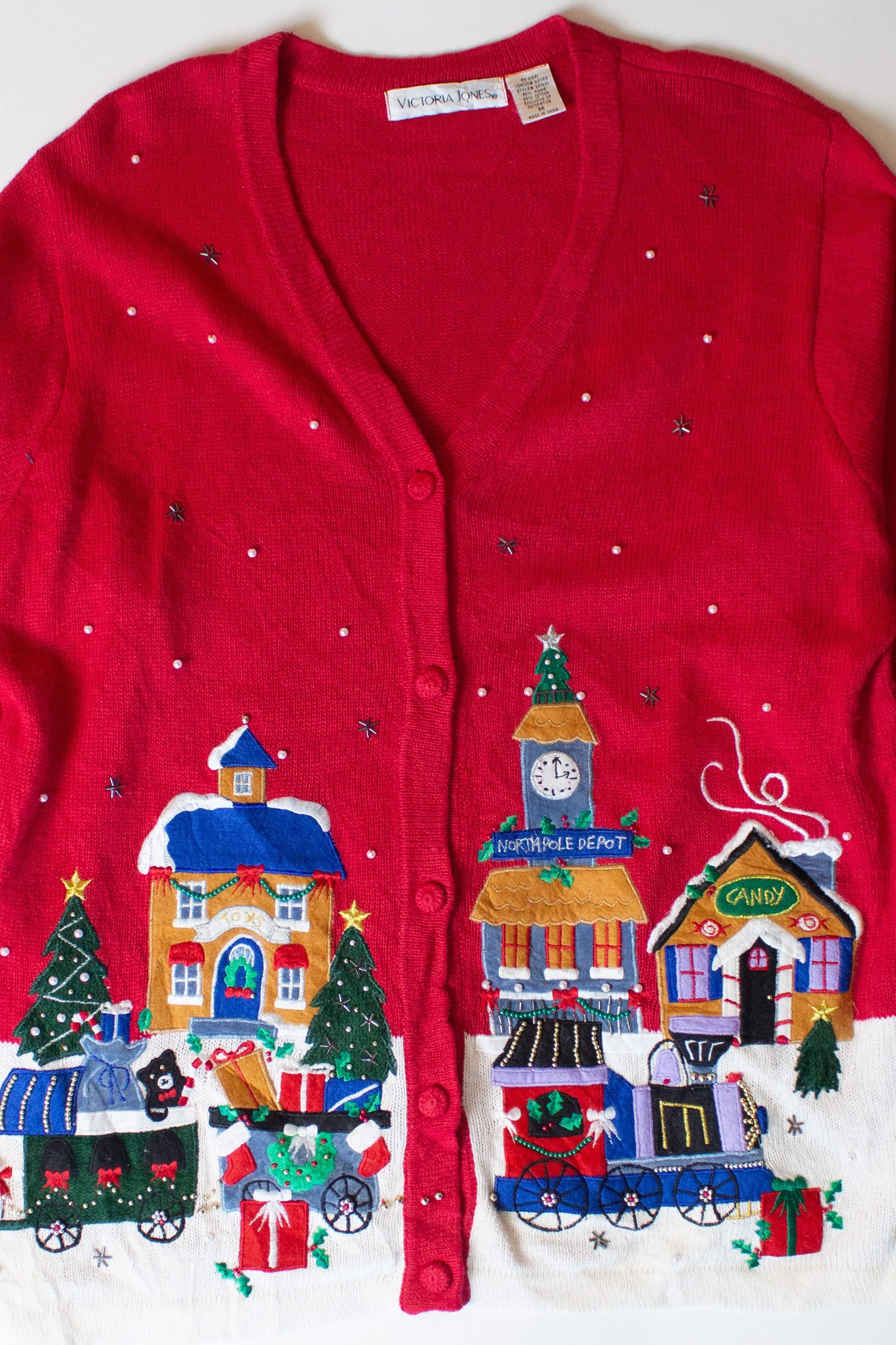 Vintage North Pole Depot Christmas Cardigan (1990s)