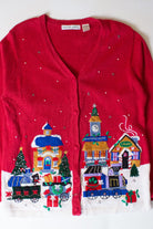 Vintage North Pole Depot Christmas Cardigan (1990s)
