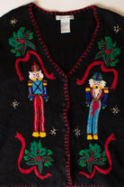 Vintage Black Nutcrackers Christmas Cardigan (1990s)
