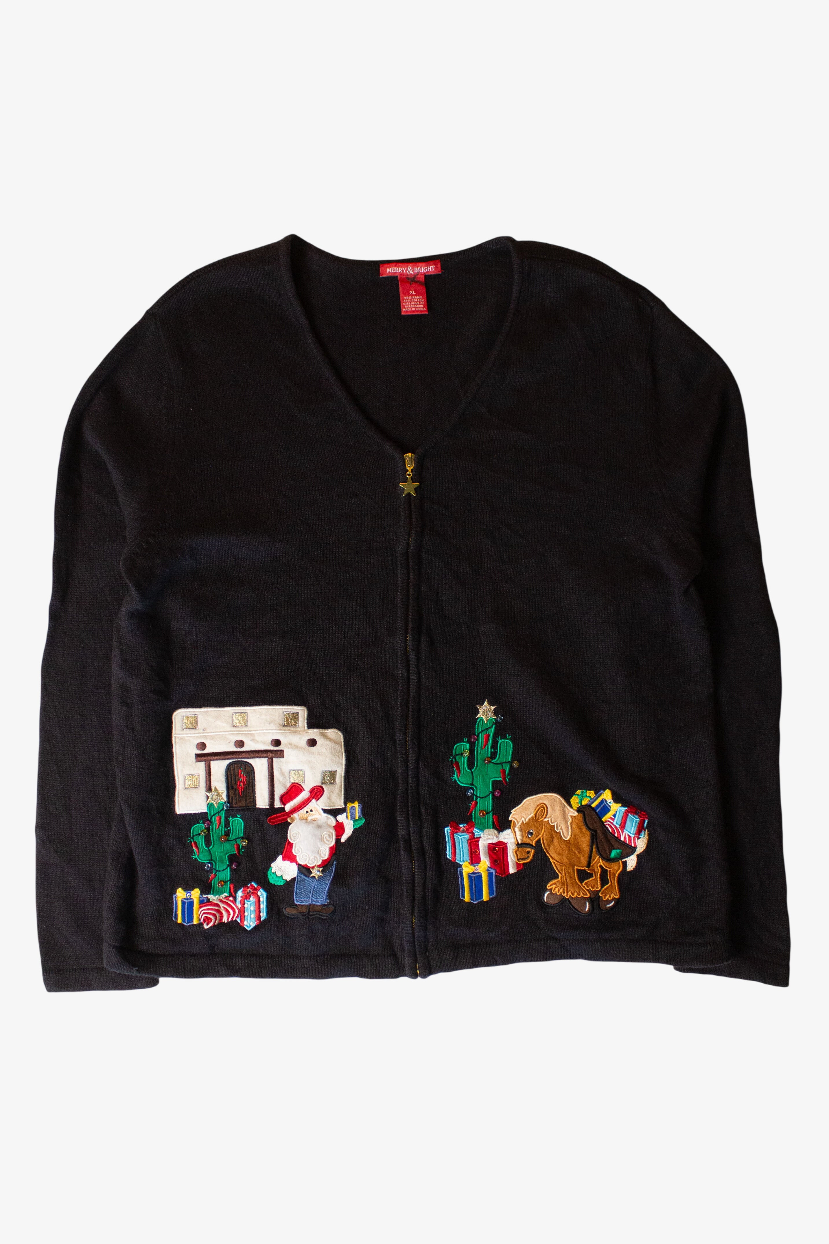 Vintage Santa & Horse Ugly Christmas Cardigan (2000s)