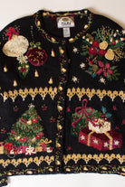 Vintage Embroidered Floral Collage Christmas Cardigan (2000s)