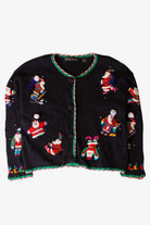 Vintage Work in Progress Santas Christmas Cardigan (1990s)