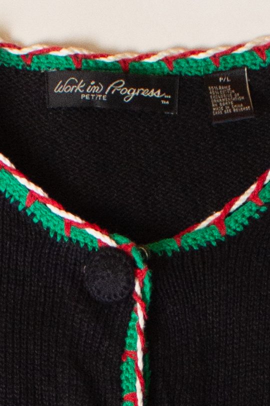Vintage Work in Progress Santas Christmas Cardigan (1990s)