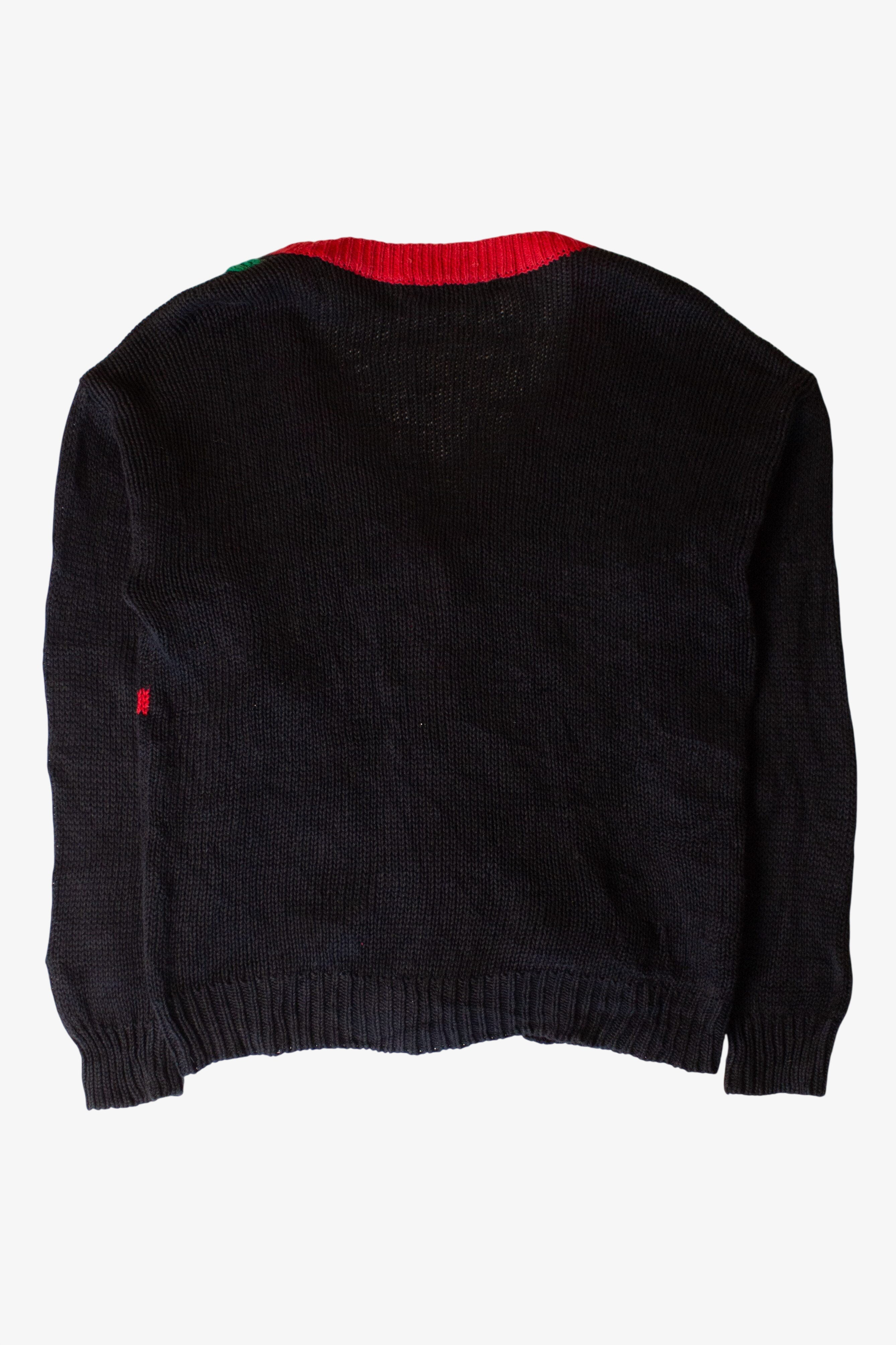 Vintage Black Blocked Collage Ugly Christmas Cardigan (1990s)