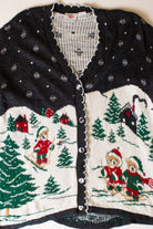 Vintage Bears On Skis Christmas Cardigan (1990s)