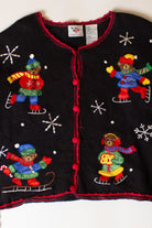 Vintage Bears On Skates Christmas Cardigan (1990s)