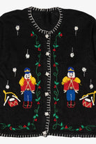 Vintage Black Nutcrackers Ugly Christmas Cardigan (1990s)
